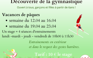 STAGES DE PÂQUES : découverte de la gymnastique