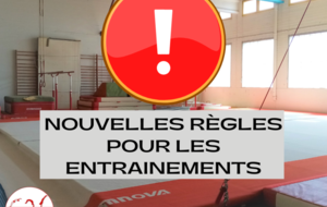 Nouvelles règles durant les entrainements